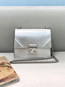 Fendi original calfskin mini kan U bag 8M0513 silver