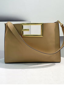 Fendi original calfskin large way handbag 8BH391 apricot