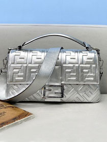 Fendi original lambskin large baguette bag 8BR795 silver