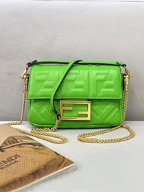 Fendi original lambskin mini baguette bag 8BS017 green