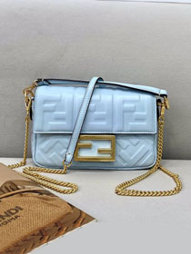 Fendi original lambskin mini baguette bag 8BS017 light blue