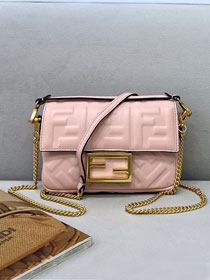 Fendi original lambskin mini baguette bag 8BS017 pink