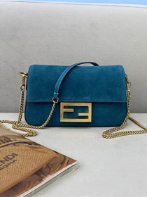 Fendi original suede mini baguette bag 8BS017 blue