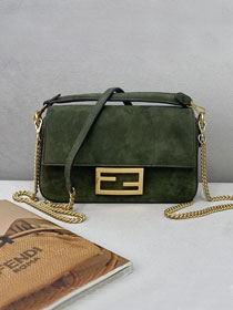 Fendi original suede mini baguette bag 8BS017 green