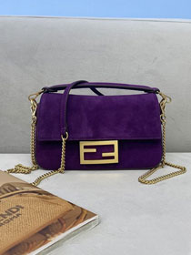 Fendi original suede mini baguette bag 8BS017 purple