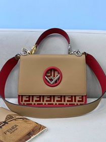 Fendi original calfskin kan I F medium flap bag 8BT284 red