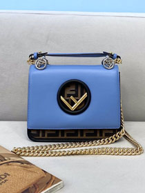 Fendi original calfskin kan I F small flap bag 8BT286 blue