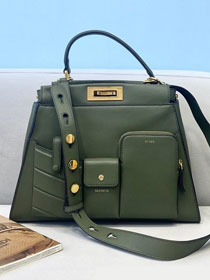 Fendi original calfskin medium peekaboo bag 8BN240A green