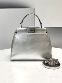 Fendi original lambskin small peekaboo bag 8BN244 silver