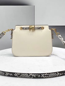 Fendi original calfskin&python touch gusseted bag 8BT349 white