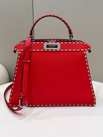 Fendi original grained calfskin medium peekaboo ISeeU bag 8BN321 red