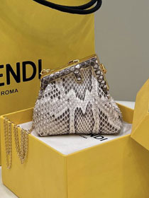 Fendi original python leather first nano bag 7AS051 grey