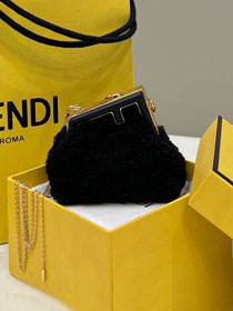 Fendi original sheepskin first nano bag 7AS051 black