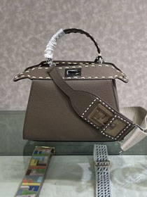 Fendi original grained calfskin small peekaboo bag 8BN244 grey