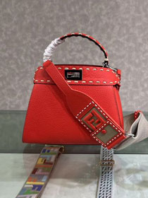 Fendi original grained calfskin small peekaboo bag 8BN244 red