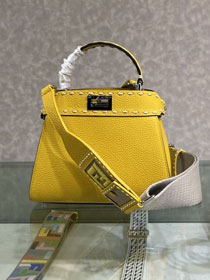 Fendi original grained calfskin small peekaboo bag 8BN244 yellow