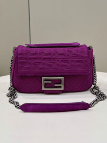 Fendi original fabric chain baguette bag 8BR793 purple