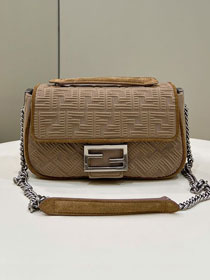 Fendi original fabric medium chain baguette bag 8BR793 apricot