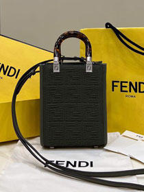 Fendi original fabric mini sunshine shopper bag 8BS051 dark green