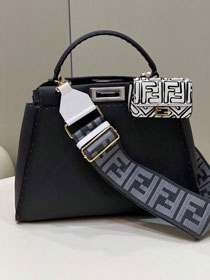 Fendi original grained calfskin medium peekaboo bag 8BN240-4 dark grey