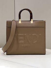 Fendi original calfskin medium sunshine shopper bag 8BH386 khaki