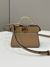 Fendi original lambskin nano peekaboo bag 7AS106 apricot