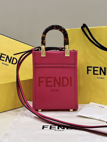 Fendi original calfskin mini sunshine shopper bag 8BS051 rose red