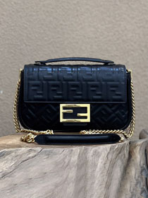 Fendi original lambskin chain baguette bag 8BR793 black