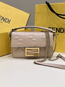 Fendi original lambskin mini baguette bag 8BS017 pale pink