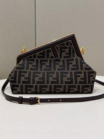 Fendi original fabric small first bag 8BP129 dark coffee