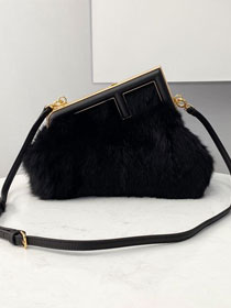 Fendi original mink fur small first bag 8BP129 black