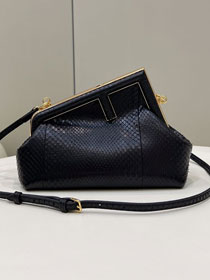 Fendi original python leather small first bag 8BP129 black