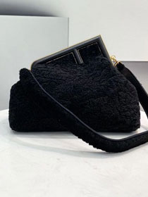 Fendi original sheepskin medium first bag 8BP127 black