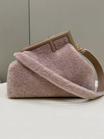 Fendi original sheepskin medium first bag 8BP127 pink