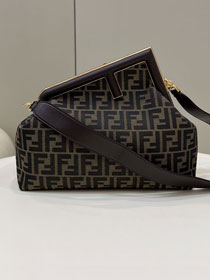 Fendi original fabric medium first bag 8BP127 dark coffee