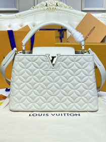 Louis vuitton original lambskin capucines mm handbag M55366 white