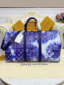 Louis vuitton original calfskin keepall 50 M20558 blue