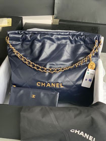 CC original calfskin 22 medium handbag AS3261 navy blue