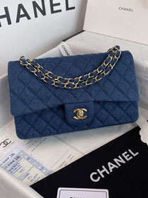 CC original denim medium flap bag A01112 blue