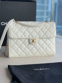 CC original grained calfskin large flap bag AS3259 white