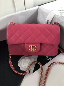 CC original grained calfskin mini flap bag A69900 rose red