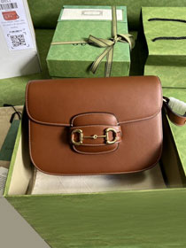 2022 GG original calfskin 1955 horsebit shoulder bag 602204 brown