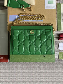 2022 GG original matelasse leather shoulder bag 702200 green