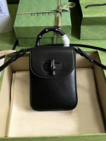 GG original calfskin bamboo mini handbag 702106 allblack