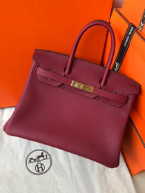 Hermes original togo leather birkin 35 bag H35-1 rouge grenat