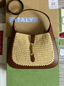 2022 GG original raffia jackie 1961 medium shoulder bag 636712 beige