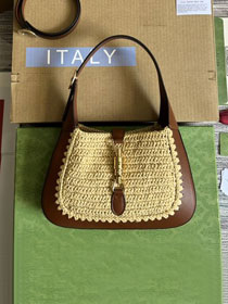 2022 GG original raffia jackie 1961 small shoulder bag 636709 beige