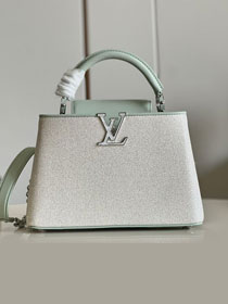 Louis vuitton original calfskin capucines BB handbag M50531 silver&green