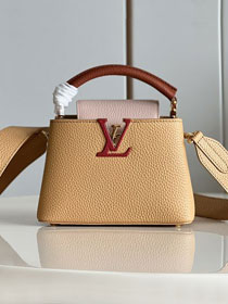 Louis vuitton original calfskin capucines mini handbag M48865 light brown