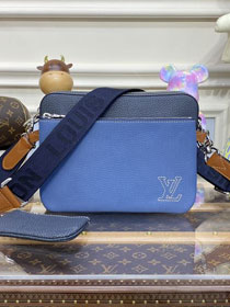 Louis vuitton original calfskin trio messenger bag M21544 blue